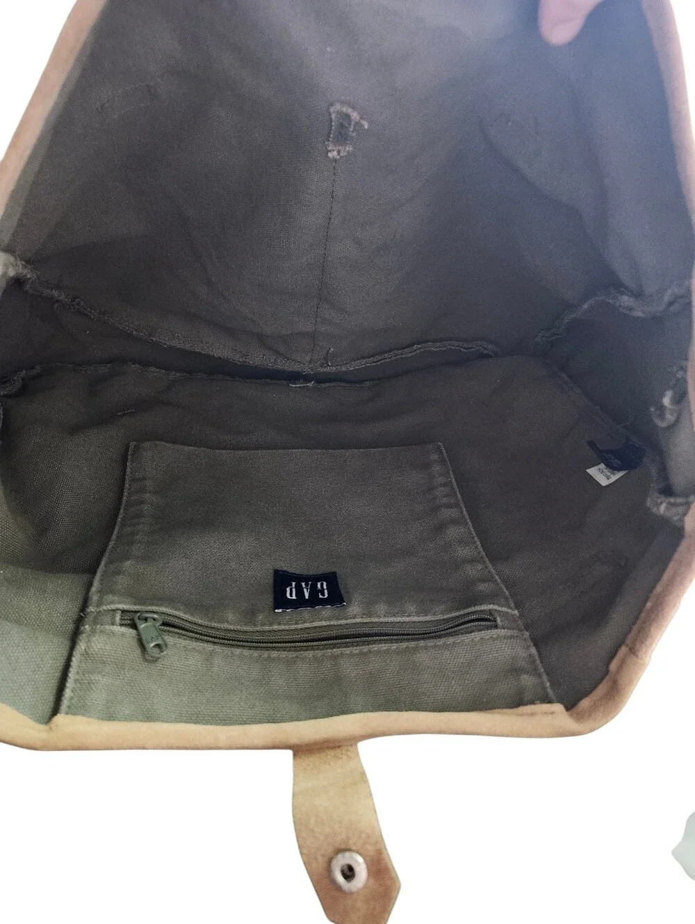 GAP Olive Army Green Canvas Suede Messenger Bag Vintage Y2K 2002
